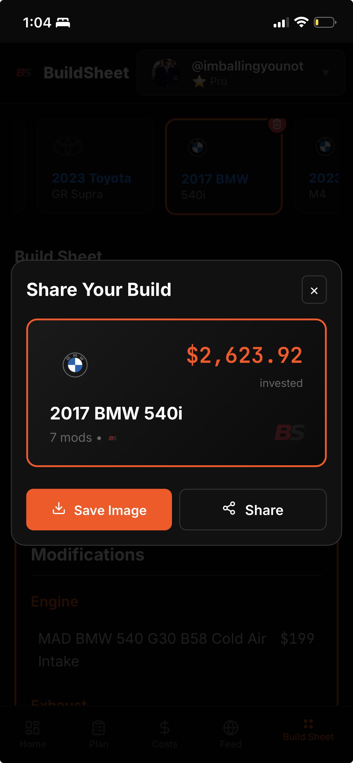 Share Your Build Card